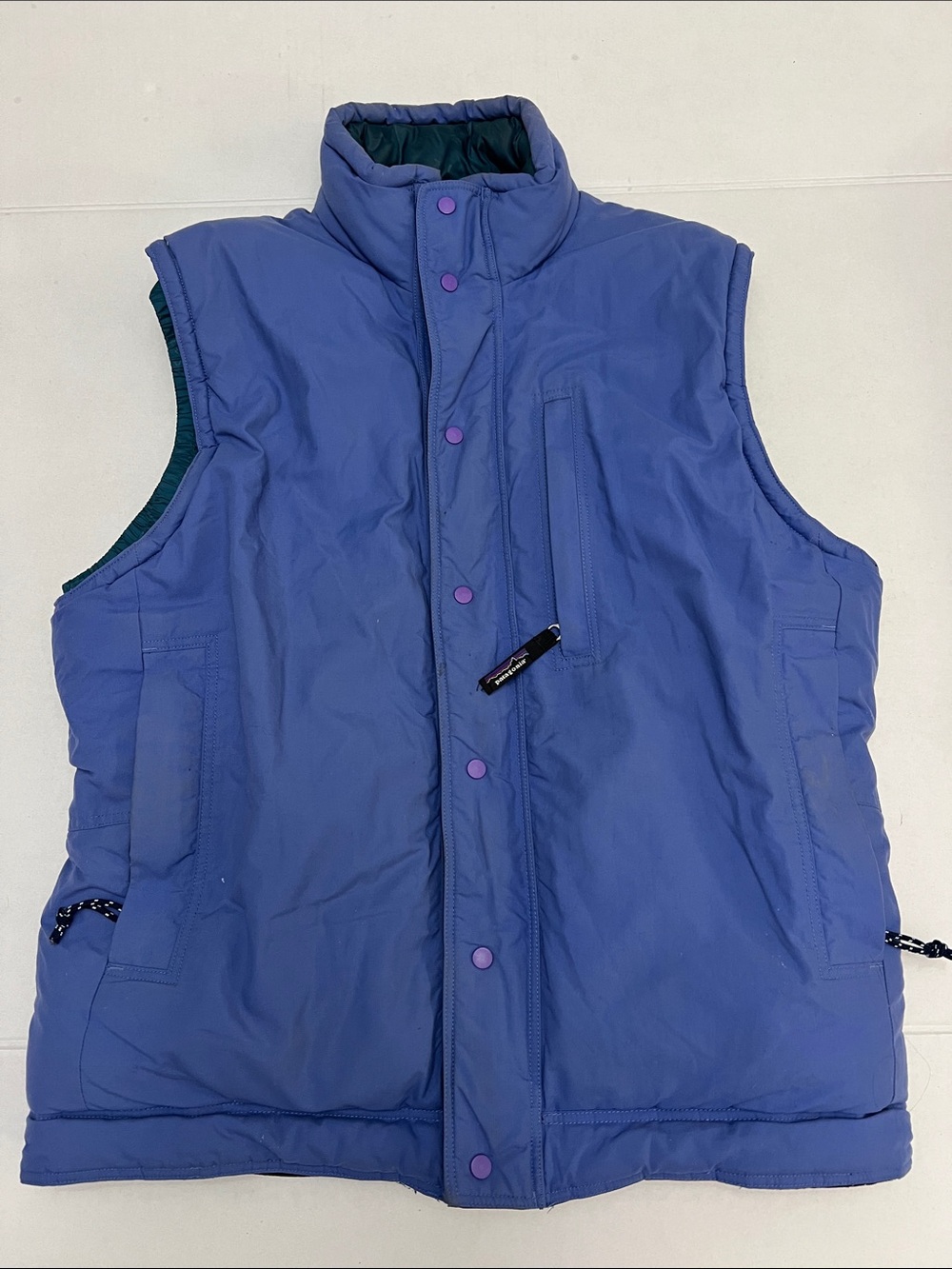 Vintage 1990s Patagonia Big Thick Utility (BTU) insulated vest in blue Small